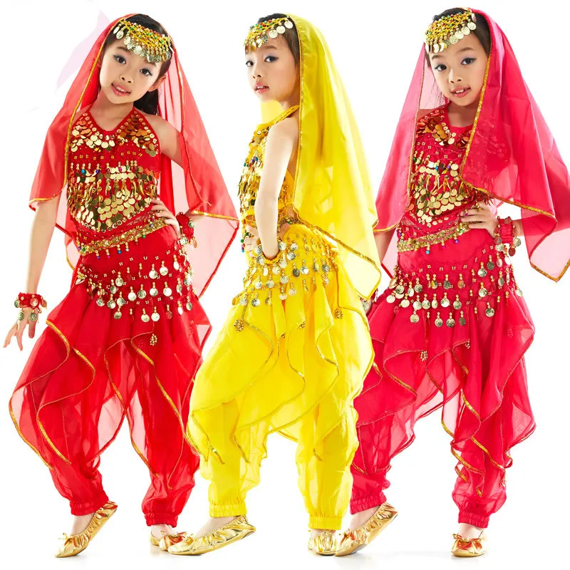 3 цвета, детские костюмы для танца живота, индийские танцевальные костюмы, Танцевальные Костюмы Болливуда, детская индийская одежда, костюм