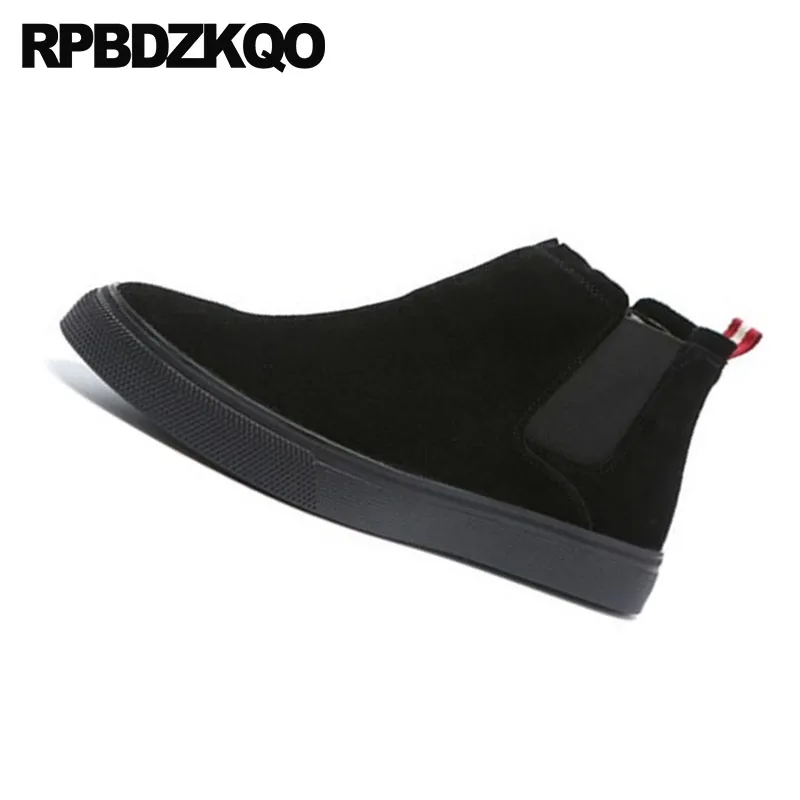 Мужские замшевые ботинки на плоской подошве темно синие повседневные кроссовки