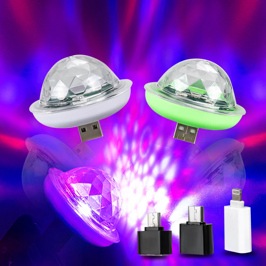 Светодиодный прожектор Mini USB для бега и сцены волшебный кристаллический диско