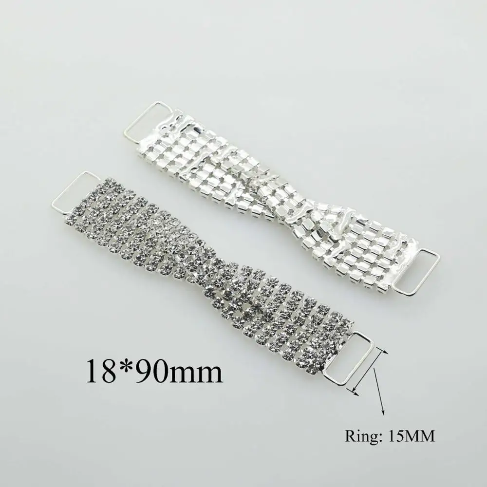 18X90mm Прямая с фабрики 2 шт 6 стилей Кристалл Стразы Соединительные элементы для бикини Пряжка/Пряжка медная цепь для одежды/пляжная одежда/Свадебный декор - Цвет: 18X90mm