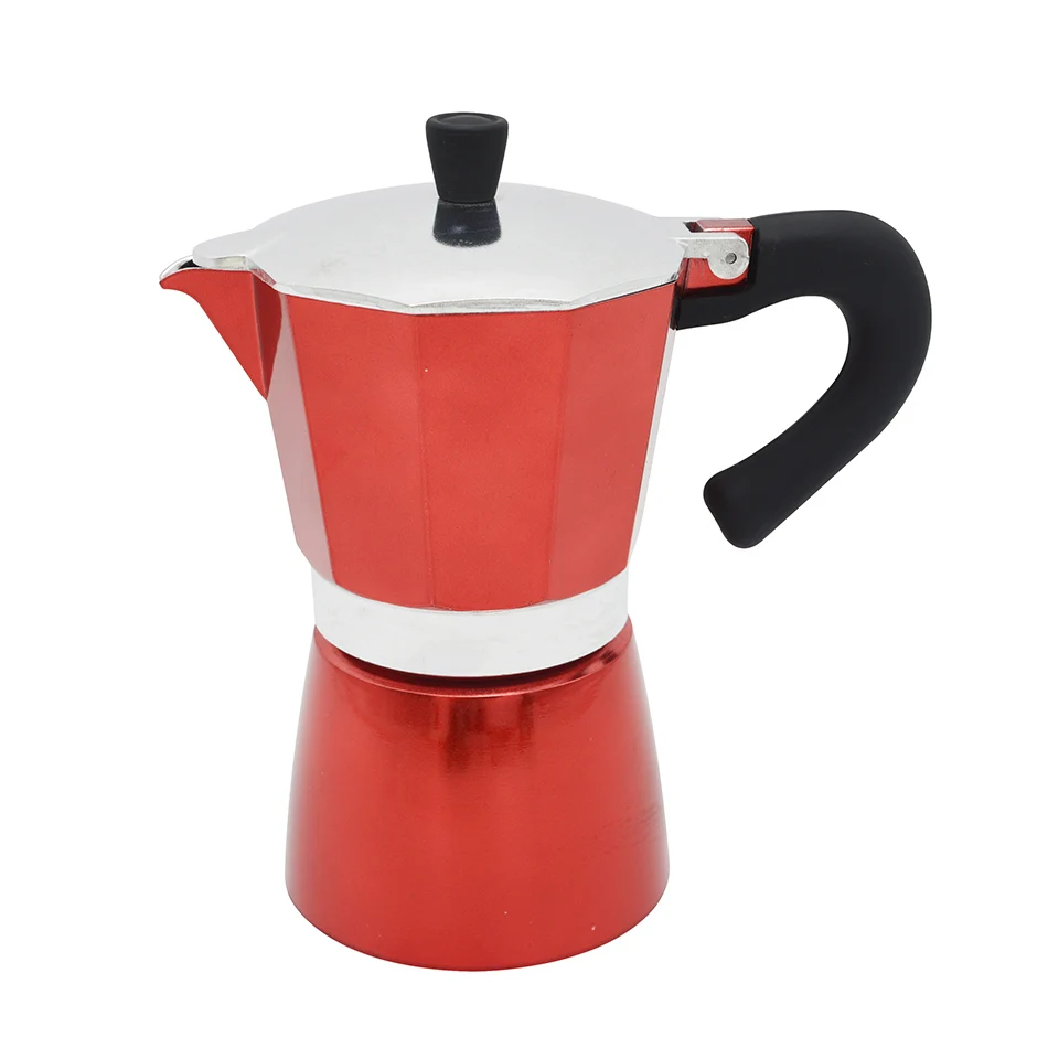Moka Pot YRP Кофеварка красная алюминиевая для эспрессо Moka кофейник 6cup латте Мокко с электрической газовой плитой Percolator Pot Cafeteira - Цвет: Moka Pot