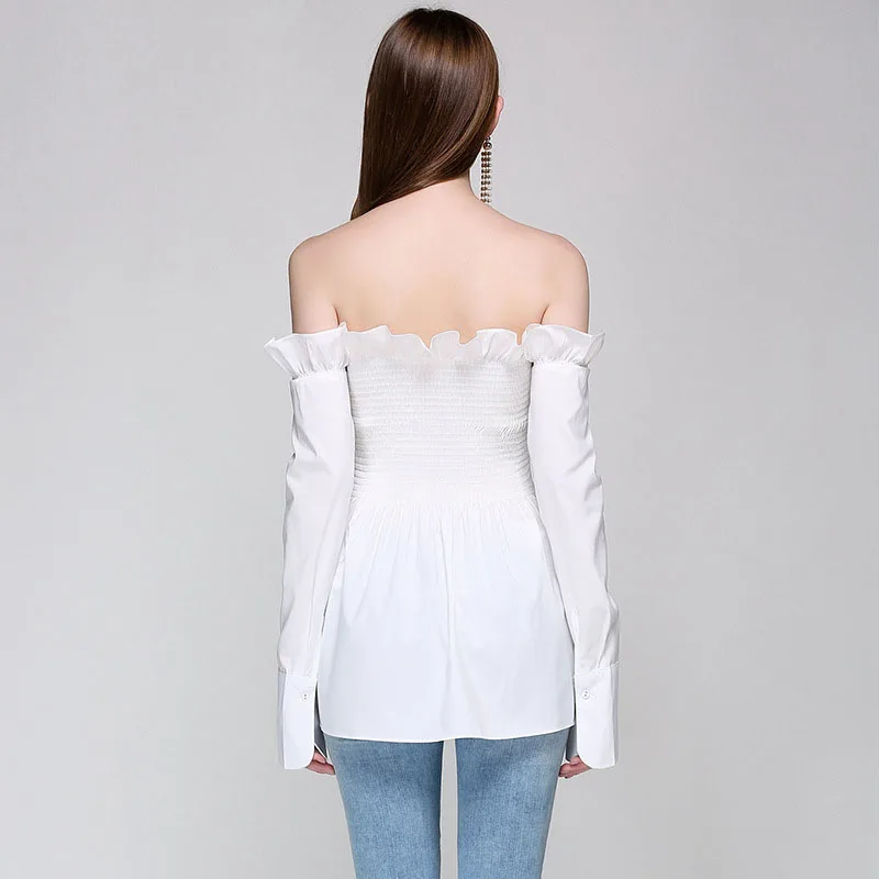 2017 Для женщин Рубашки для мальчиков с открытыми плечами Блузки малышек глубокий