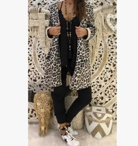 European and American autumn winter fashion print shirt Female long hooded cardigan coat | Женская одежда