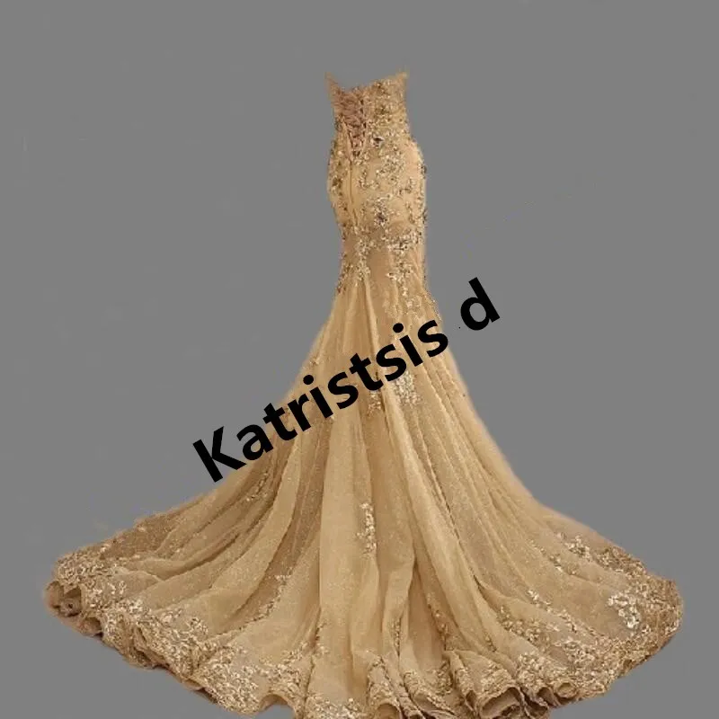 Женское вечернее платье Русалочка Золотое милое длинное на заказ|Вечерние