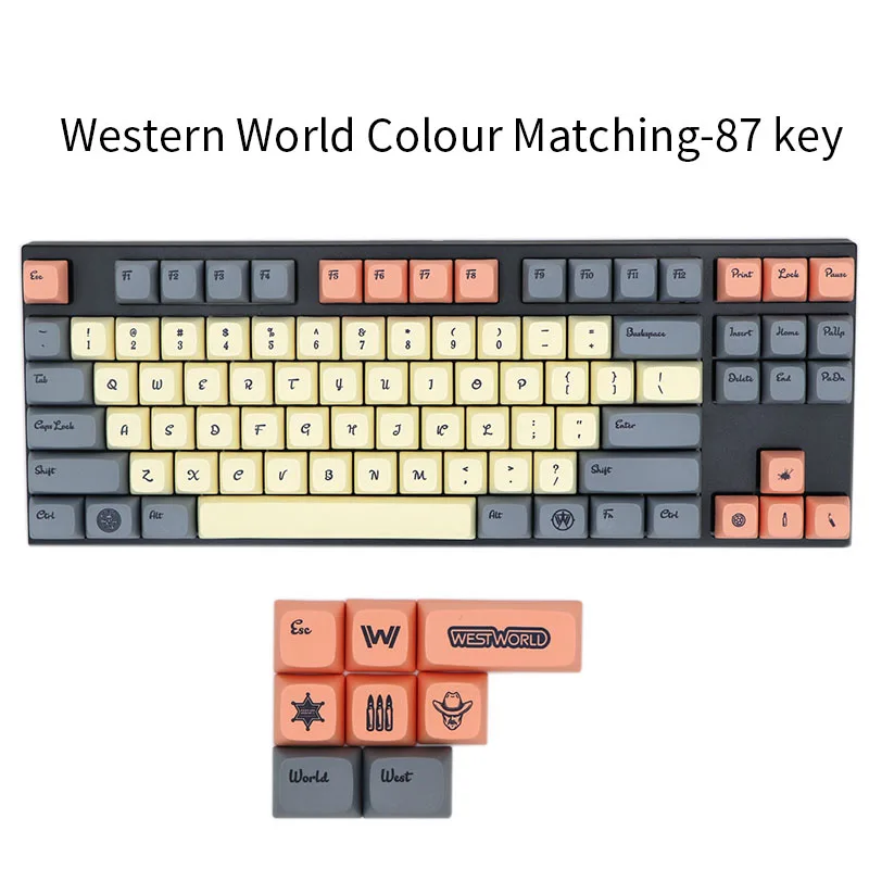 87 key BGKC XDA Western world Тепловая сублимационная печать на красителе, PBT keycap для проводной USB механической клавиатуры Cherry MX switch keycaps - Цвет: 87 key