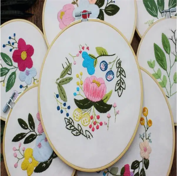 

15x15cm Flower Shop Plant Series European embroidery kit simple three-dimensional embroidery Ribbon kit embroidery needlework