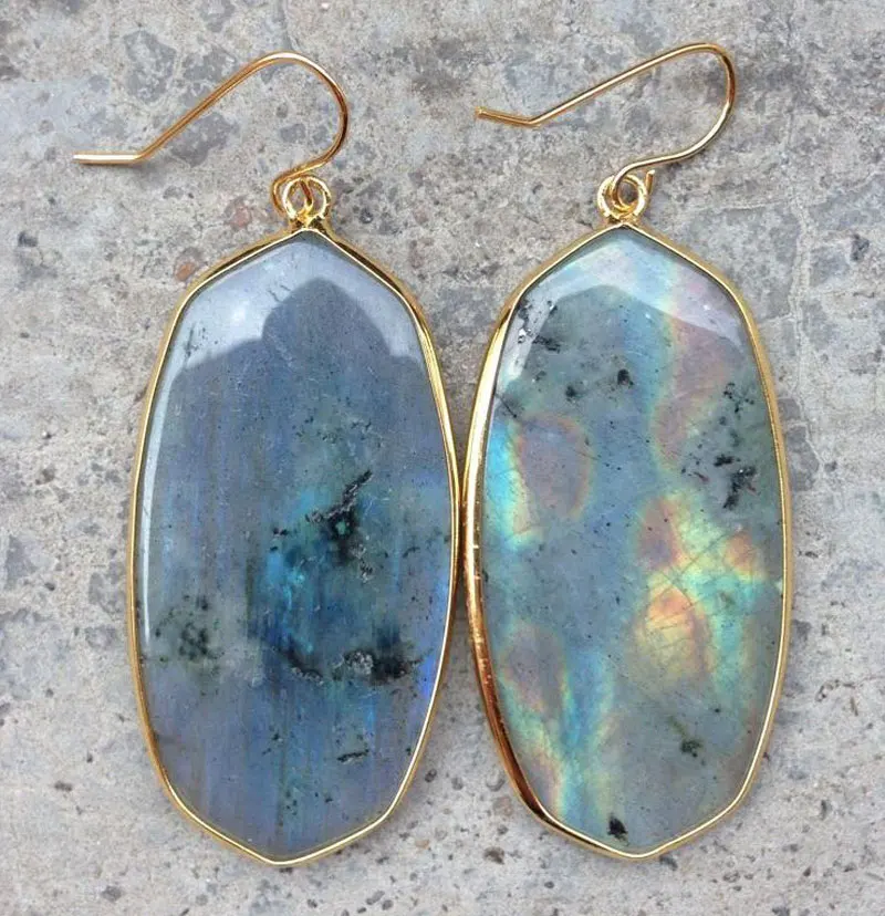 5 пар серьги-подвески из натурального Лабрадорита 49 х32 мм | Украшения и аксессуары