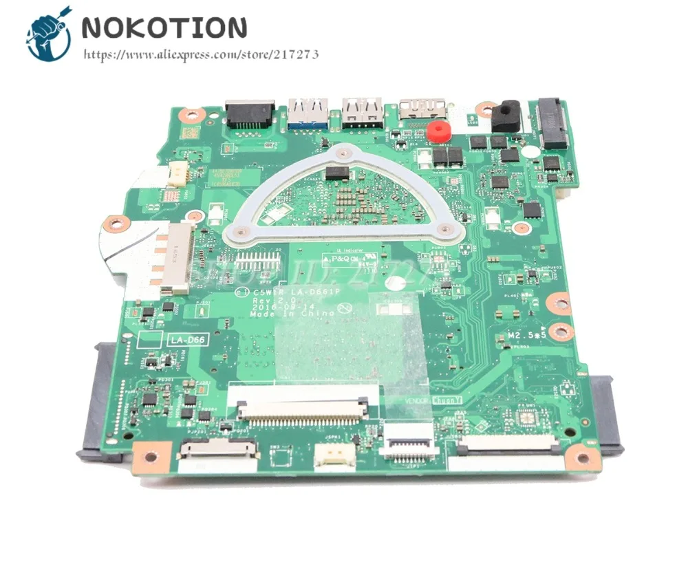 NOKOTION для acer aspire ES1-523 материнская плата для ноутбука DDR3 с процессором на плате C5W1R LA-D661P NBGKY11002