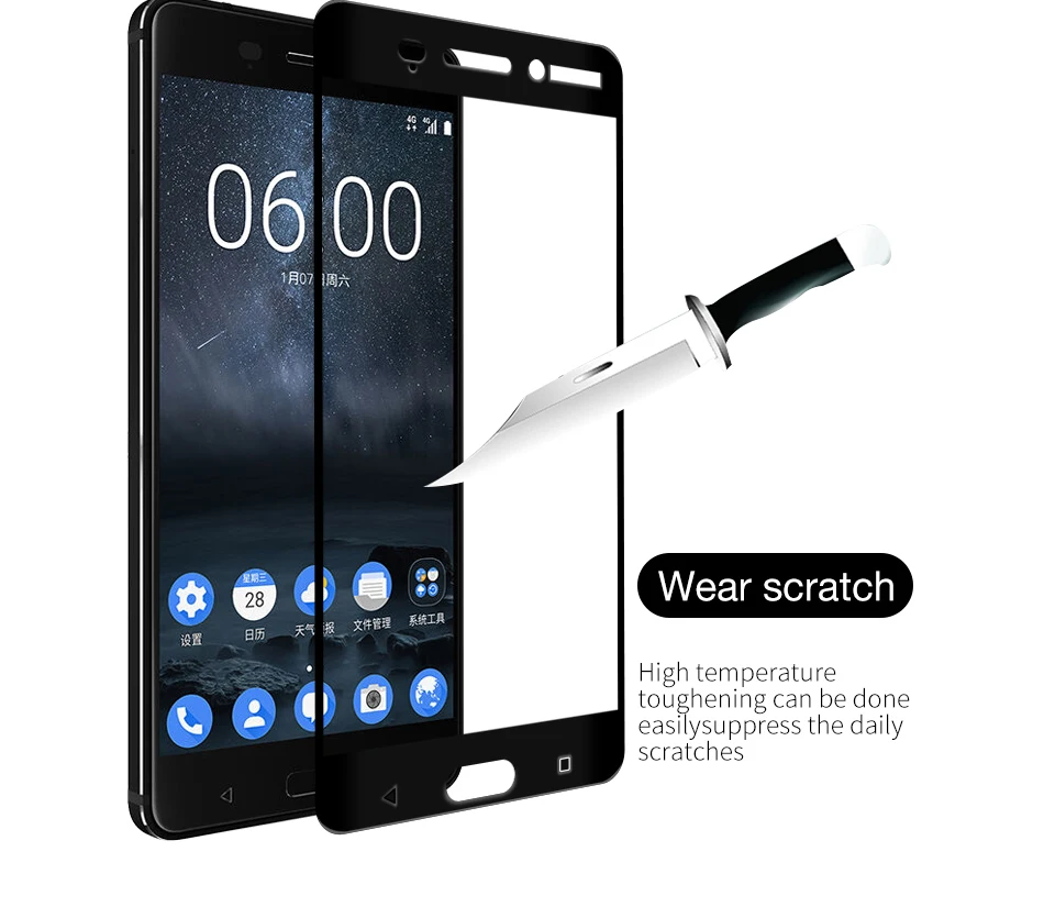 Полное стекло для Nokia 6 Защитная пленка экрана закаленное 1 2018 крышка дисплея Plus