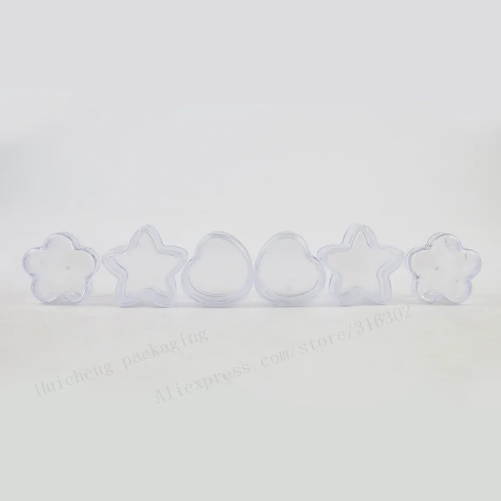 100 x Φ дорожная фотография пластиковая банка в форме сердца маленький пластиковый