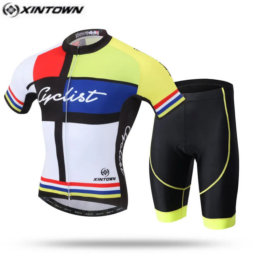 

Комплект велосипедной одежды XINTOWN Pro, Джерси и шорты, цветные костюмы для езды на горном велосипеде, Мужская одежда для велоспорта