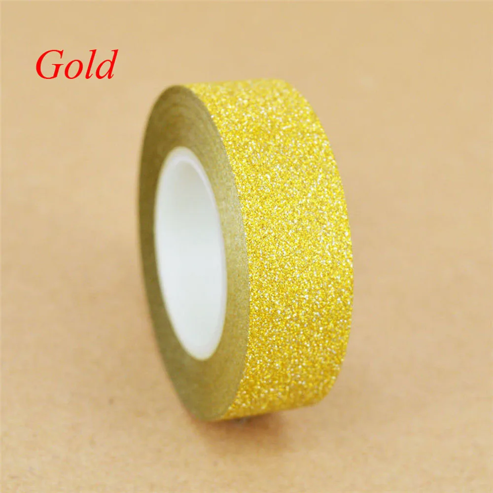 gold 10 м Блестящая Бумага васи Двухсторонняя клейкая лента для сенсорного экрана Бумага Маскировочная Клейкая Лента ярлык "сделай сам" ремесло для свадебы, дня рождения, для фестиваля декорации Декор для дома - Цвет: gold