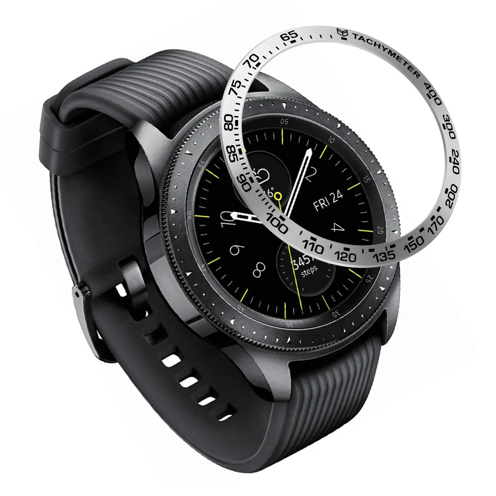 Silver Модные часы Smart Watch Cover для samsung Galaxy Watch 42 мм 46 мм, драгоценный камень кольцо клеющаяся крышка против царапин Металл для samsung gear S3 - Цвет: Silver