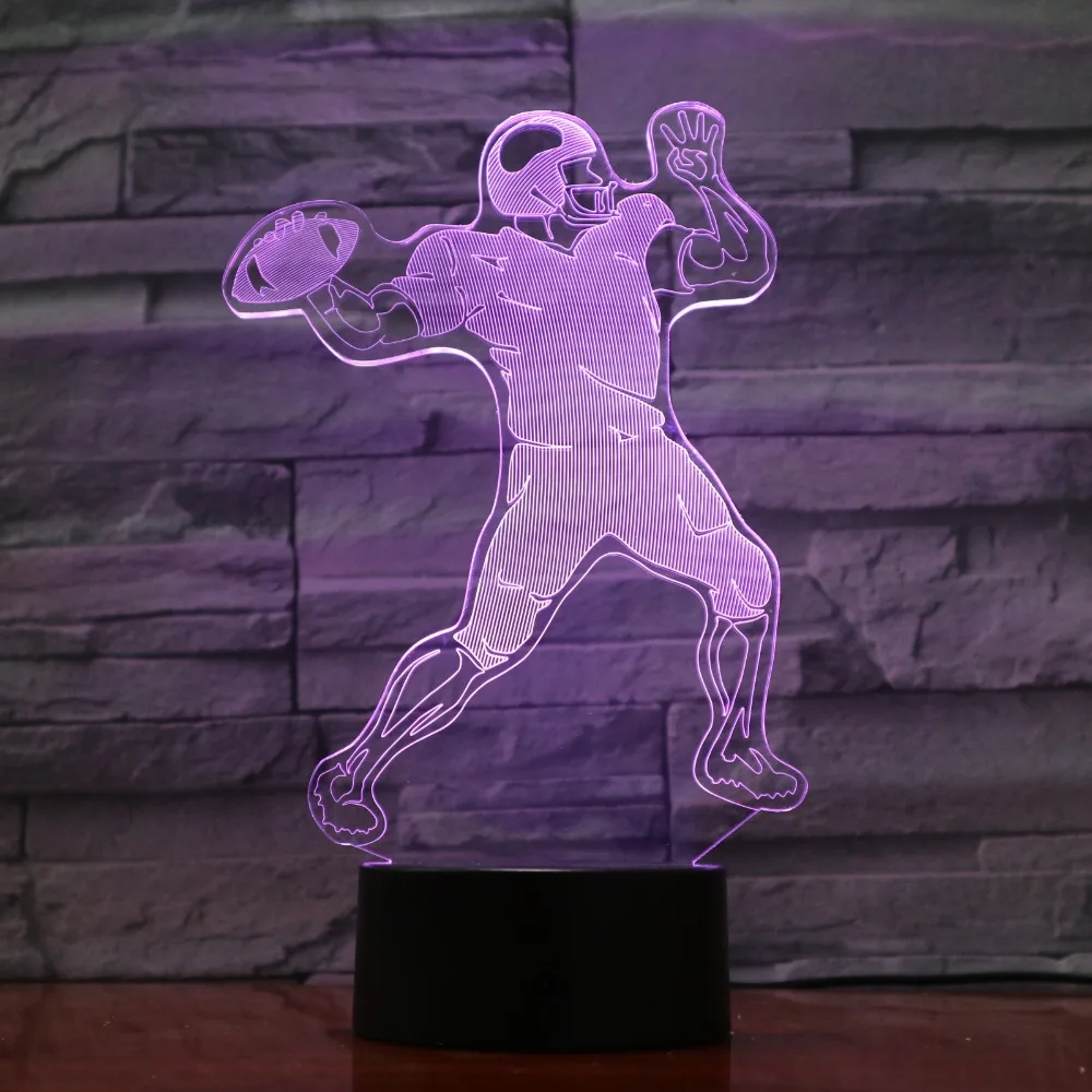 Регбист 3D лампа 5В USB светодиодный ночной Светильник акриловый лава регби деко