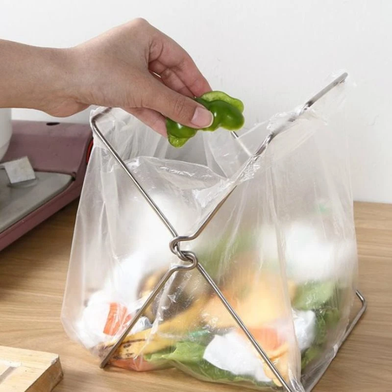 Kitchen Garbage Rack Bag Rag Folding Storage Plastic Shelf Trash Can Bracket | Дом и сад