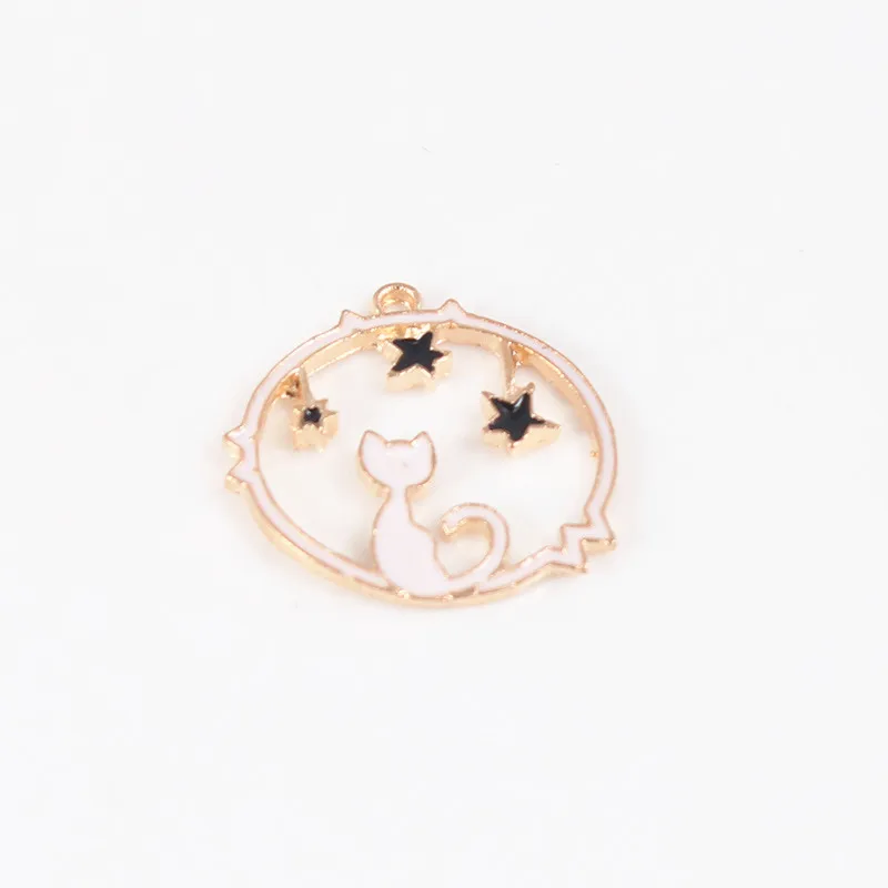 10 шт./лот Подвески с эмалью в виде кошки ювелирные изделия подвески из сплава для