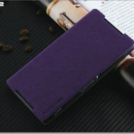 4 цвета, высокое качество, кожаный чехол-книжка для sony Xperia Z2 L50W, брендовый чехол для телефона, чехол - Цвет: Фиолетовый