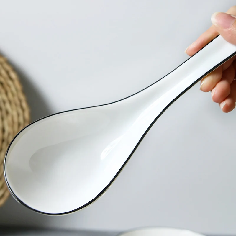 Чистый белый костяной фарфор ложки керамическая ложка с длинной ручкой Малайзии