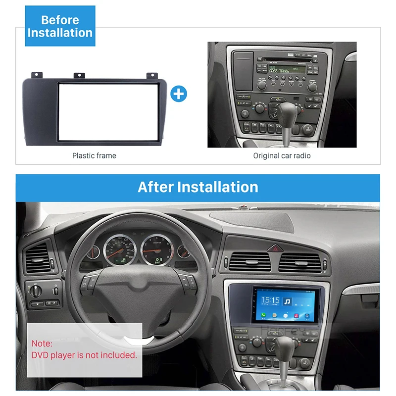 Harfey двойная Din Автомобильная рама Fascia Для Volvo XC70 V70 S60 2004-2007 автомобильная