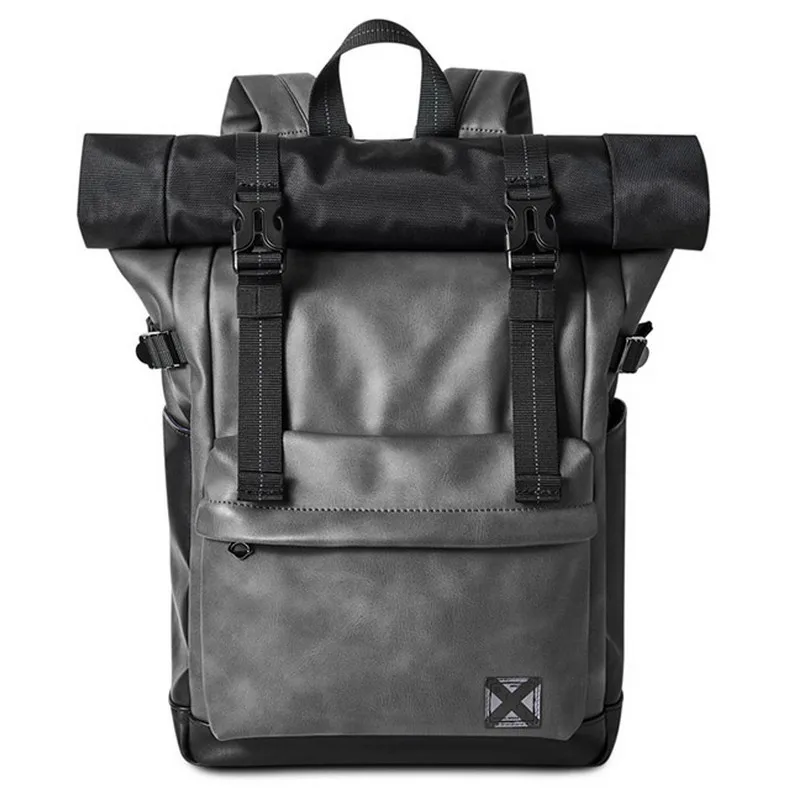 

UIYI Design Men Backpacks Vintage PVC Leather Laptop School Bags Anti-Theft Korea Teenagers Black Male Backpack 190021