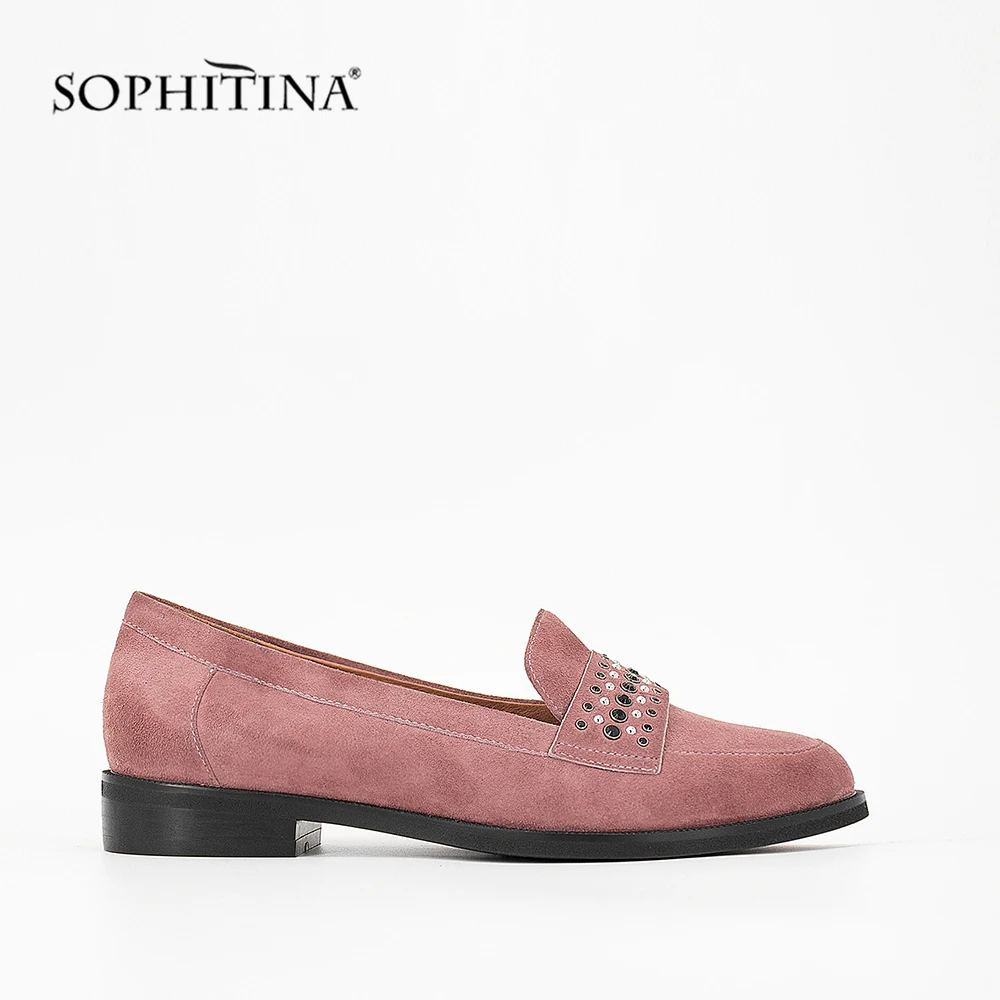 SOPHITINA/2019 г. Ручная работа из натуральной кожи на плоской подошве розовый цвет для