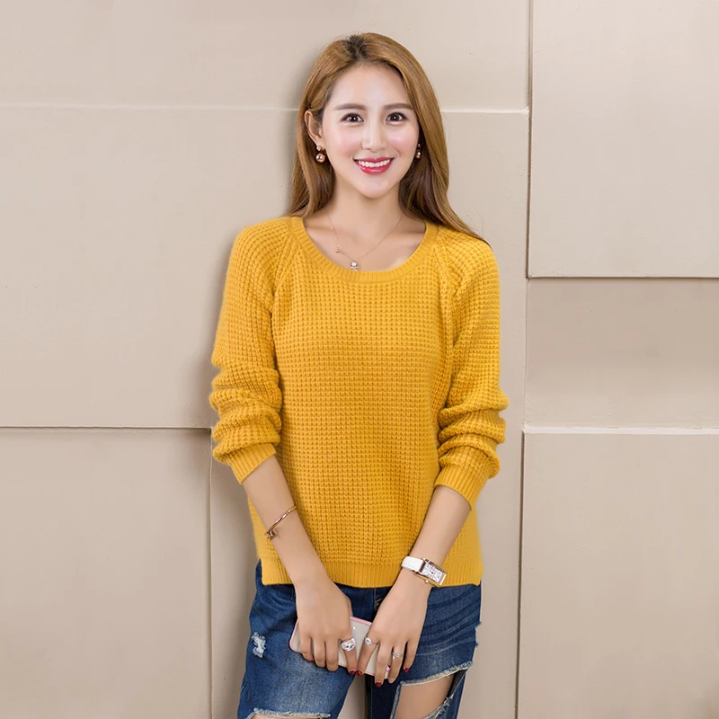2017 Новый Зимний женский кашемировый свитер с круглым вырезом пуловер разрезом