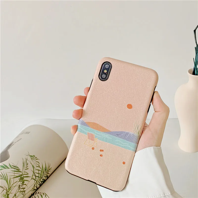 Ourpho Модный Шелковый Чехол для мобильного телефона iPhone X XR XS MAX Fashion пейзаж чехол 6 6s