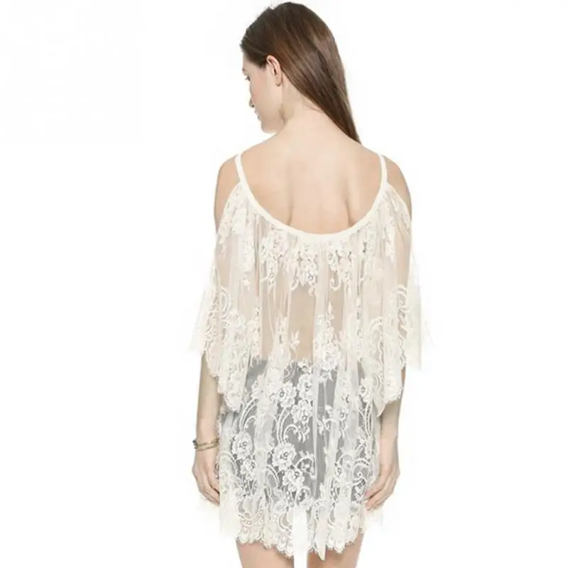 Женское кружевное платье с вышивкой повседневное короткое пляжное белое лямкой