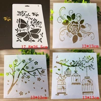 4pcs stencil for wall drawing painting templates diy scrapbooking diary album coloring embossing accessories decoration reusable
