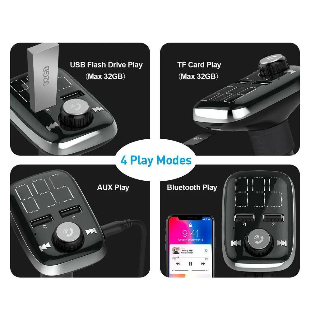 Беспроводной Bluetooth Handfree FM передатчик Aux модулятор Автомобильный комплект аудио MP3