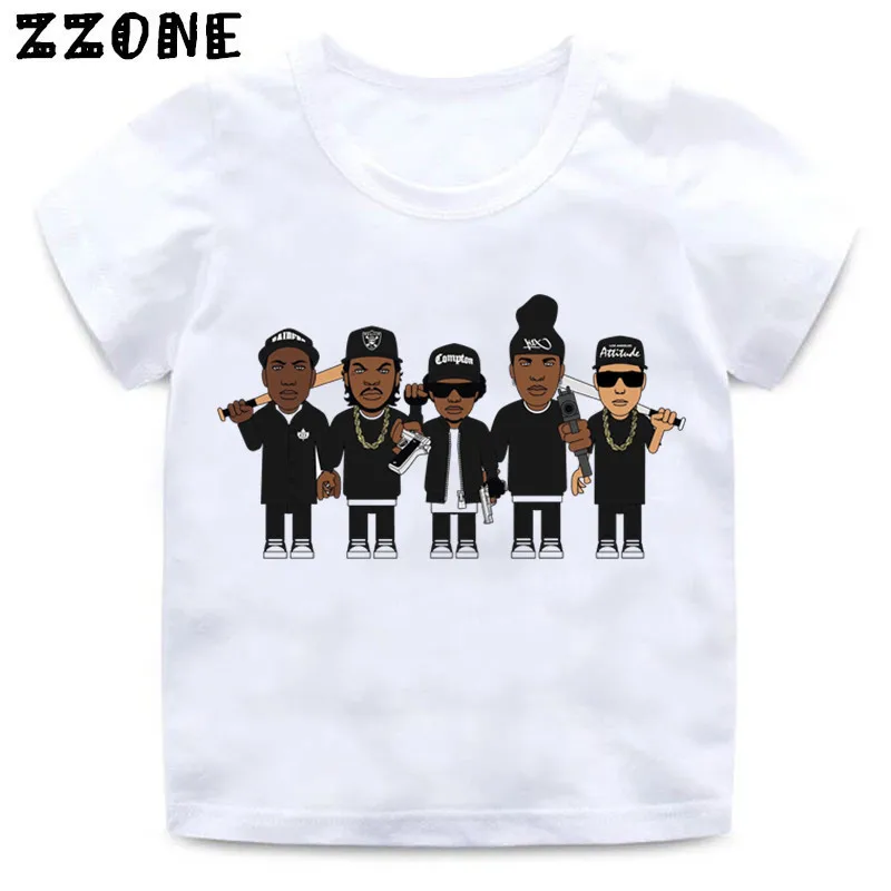 Футболка для мальчиков и девочек NWA с принтом прямо Out Compton, детские летние белые топы, футболка для детей, искусственная, HKP558