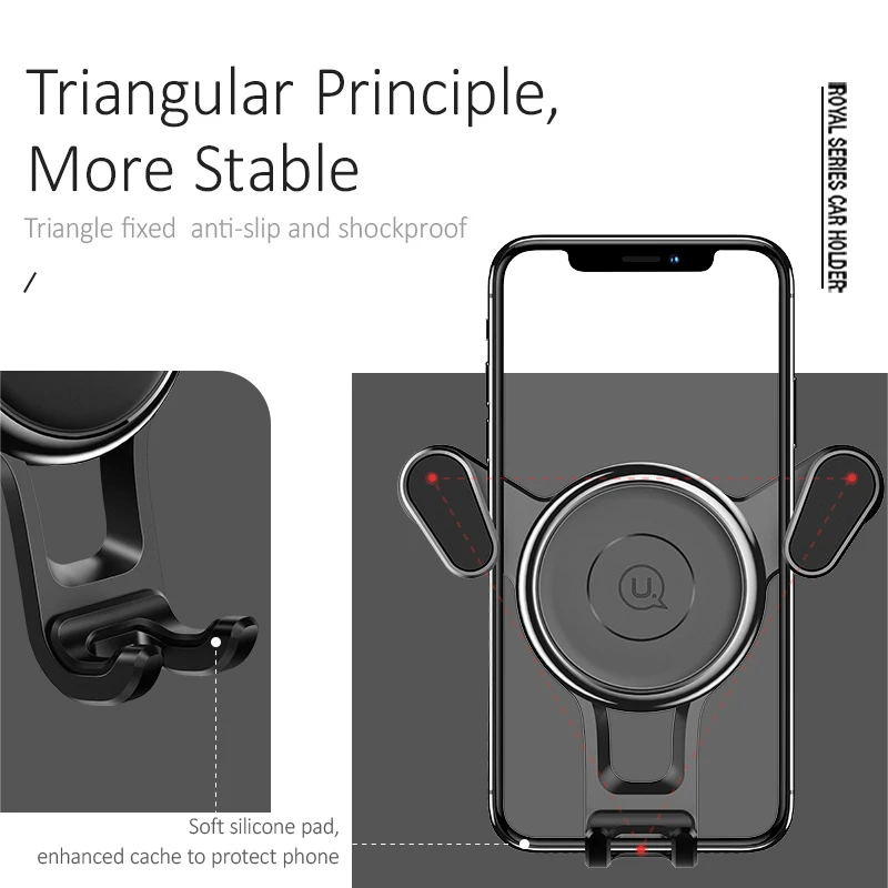 360 Degree Rotating Air outlet Gravity Bracket Car Phone Holder USAMS 4~6 inch Mini Vent Mount Mobile Stand | Мобильные телефоны и