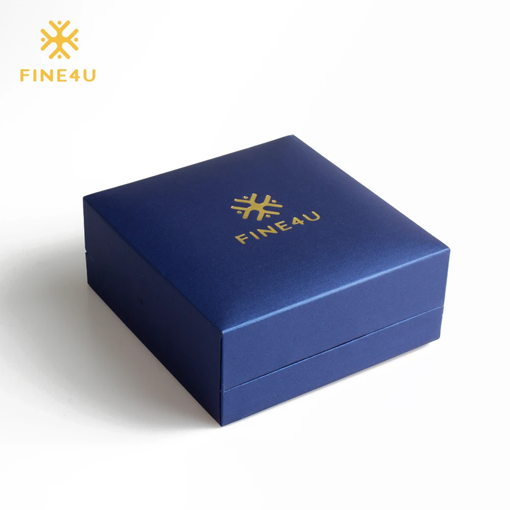 

2018 FINE4U P002 Top Quality Blue Gift Box for Necklace Bracelet Earrings Jewelry Packaging 8.7*9.1*3.7CM
