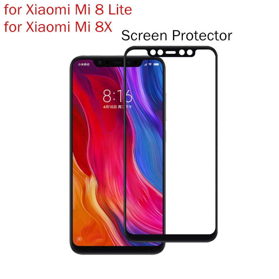 Закаленное стекло для Xiaomi Mi 8 Lite Черная защитная пленка с защитой от царапин 8X Mi8X |