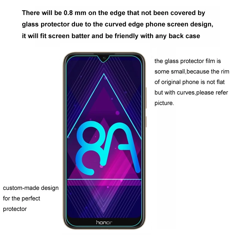 Закаленное стекло для Huawei Honor 8A 2 шт. Защита экрана зеркальная фотография HD пленка