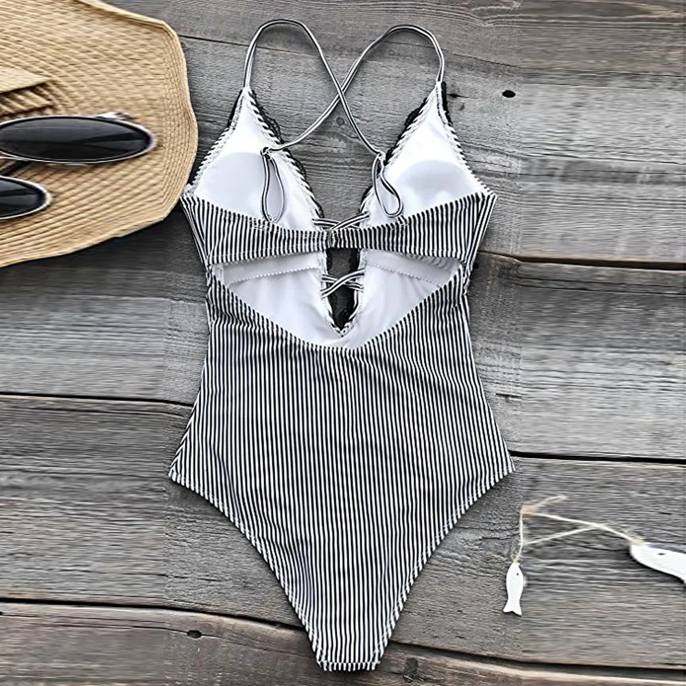 Женское бикини с высокой талией SAGACE полосатое летний купальник для девочек 2019 |