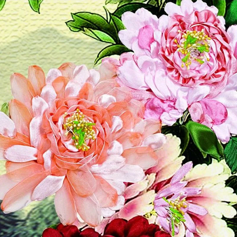 170X73cm рукоделие DIY 3d вышивка крестиком комплект незаконченная лентой картина пион бабочка пейзажи Шить