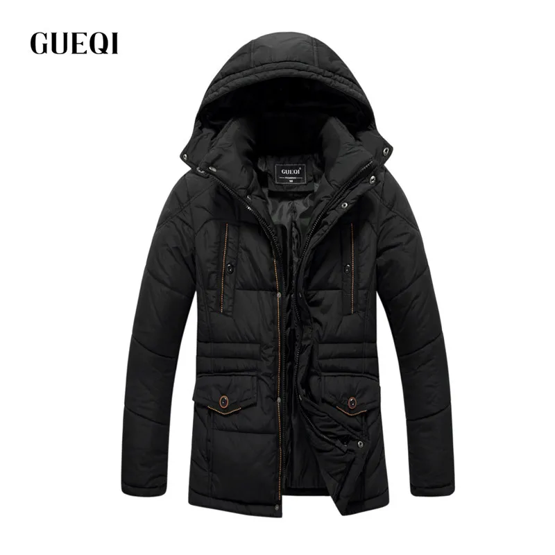 GUEQI Winter Men Fashion Warm jackets Men's Classic Casual Parkas Hooded Outerwear Man Cotton Coats Size M-3XL 0525 | Мужская одежда