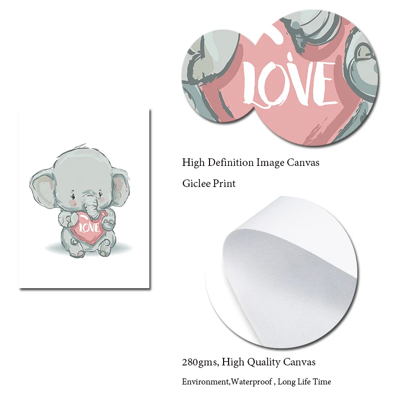 Детская Настенная картина в виде слона для детской комнаты постер с животными