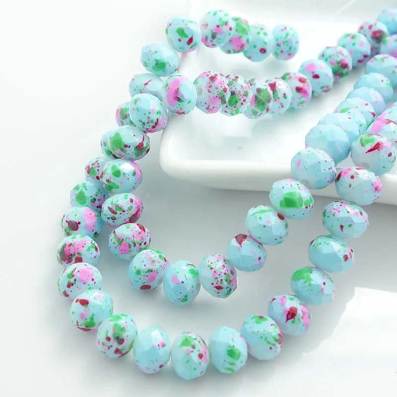 

Fashion Colors 40pcs Rondelle Faceted Crystal Glass Loose Spacer Beads DIY 8mm HB734