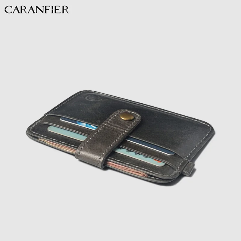 Мужской кошелек CARANFIER повседневный однотонный Короткий держатель для кредитных