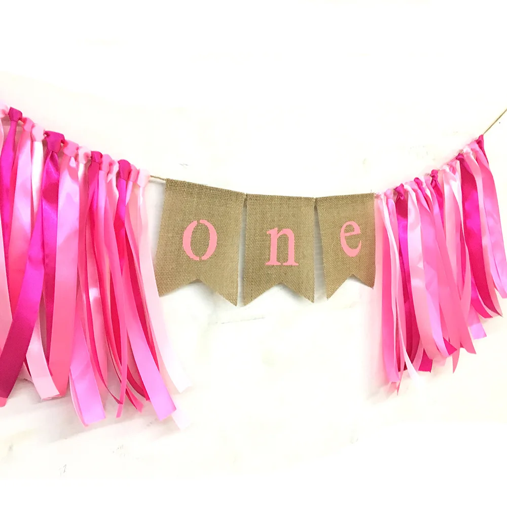 1 Набор баннер на первый день рождения с лентой стул для маленьких девочек и