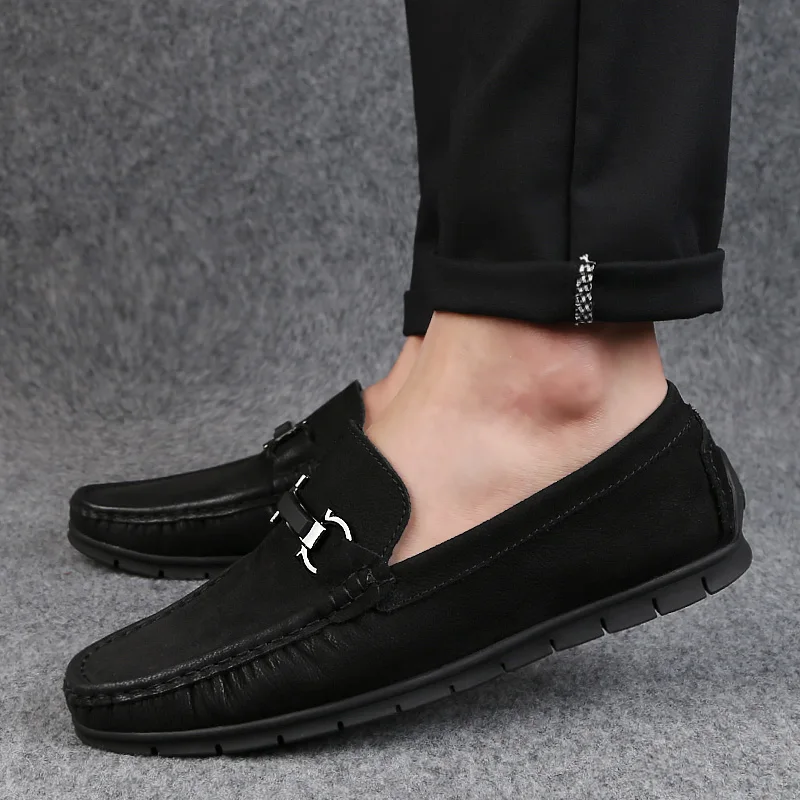 Loafers Slip-On Breathable Casual Shoes Men Soft Moccasins High Quality Genuine Leather Driving Zapatos Big Size 36-46 | Обувь