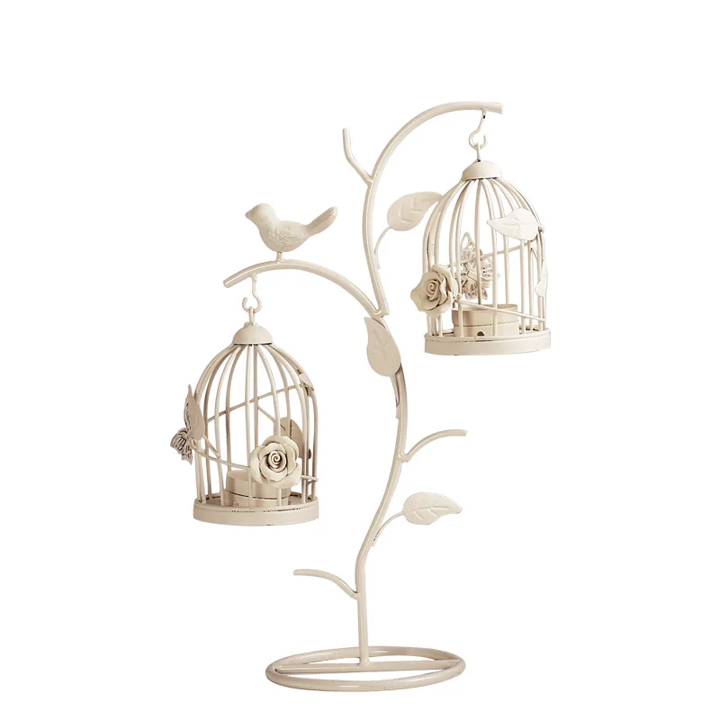 Железный подсвечник в виде птичьей клетки стеклянный Европейский марокканский