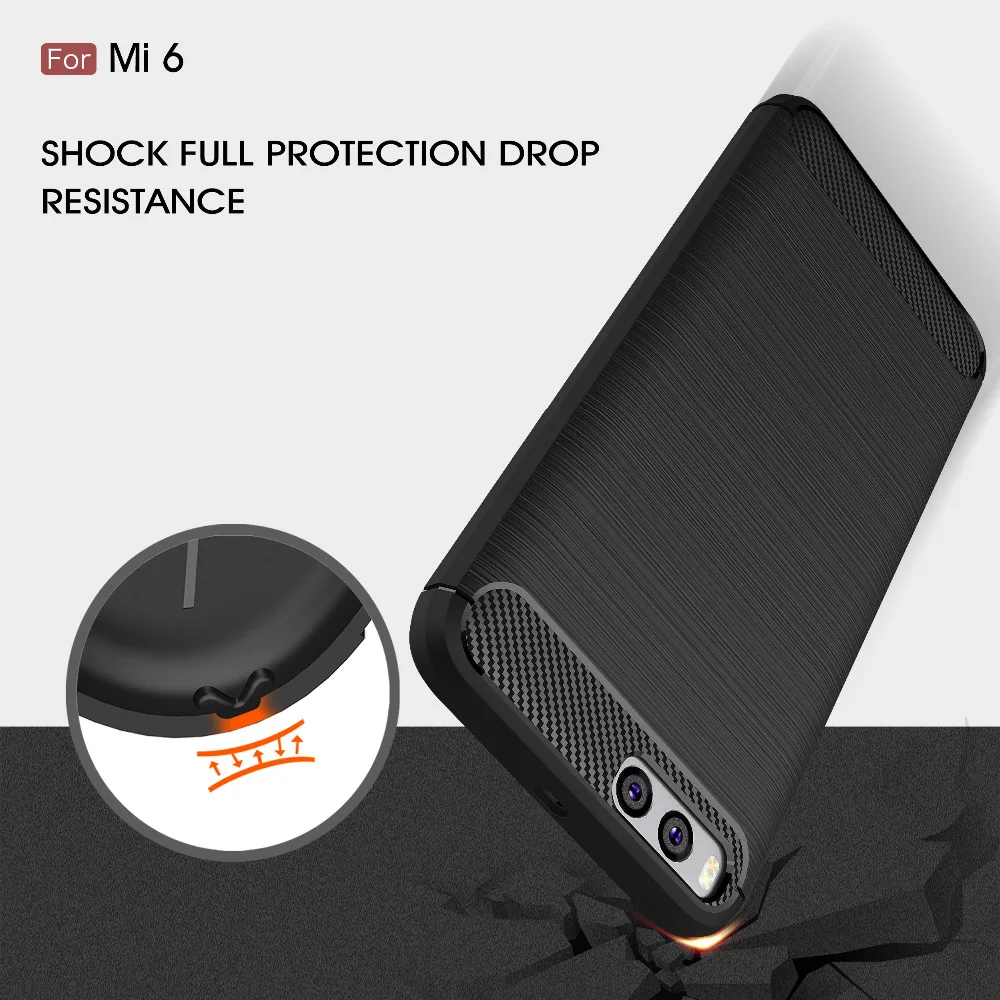 For Xiaomi Mi 6 Case Silicon Case for Xiaomi Mi6 mi 6 Case Cover Fundas Soft Carbon Fiber Brushe Coque Etui Capinha Aksesuar