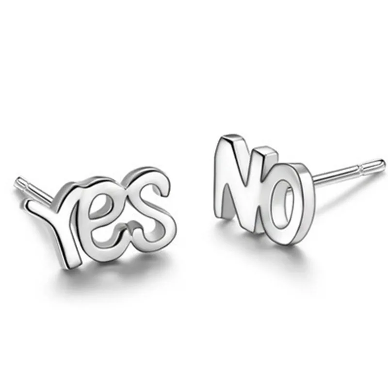 

ISINYEE модные серьги-гвоздики с надписью «Yes No» для женщин и девушек корейские модные украшения серьги серебряные серьги в стиле панк