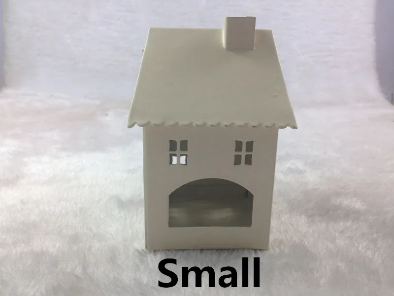 10x10x15cm Белый Железный маленький домик подсвечники Европейский стиль креативный подарок ретро домашнее свадебное украшение теплый подсвечник зимой - Цвет: 10x10x15cm