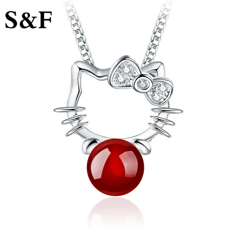 Милые серебряные ожерелья и подвески в форме Hello Kitty Подарок на день рождения для