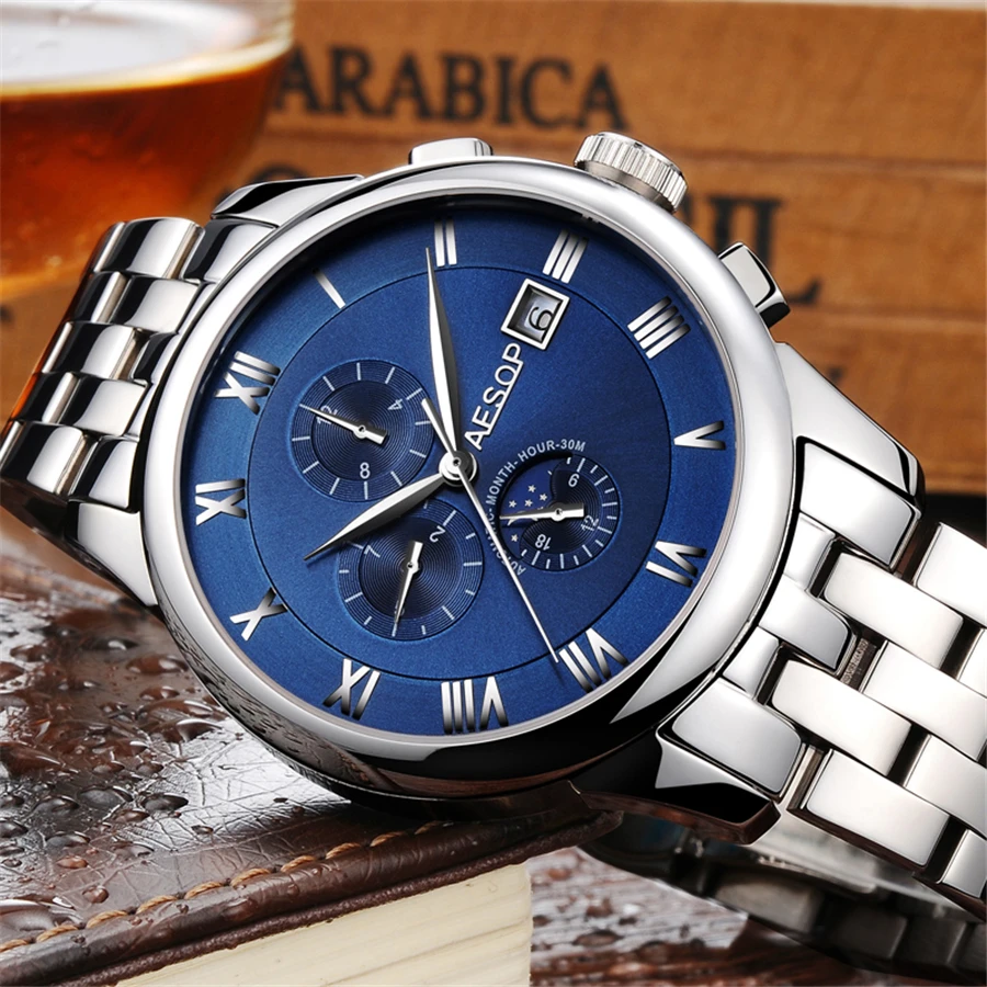 Часы Автоматические AESOP Мужские механические Брендовые спортивные деловые