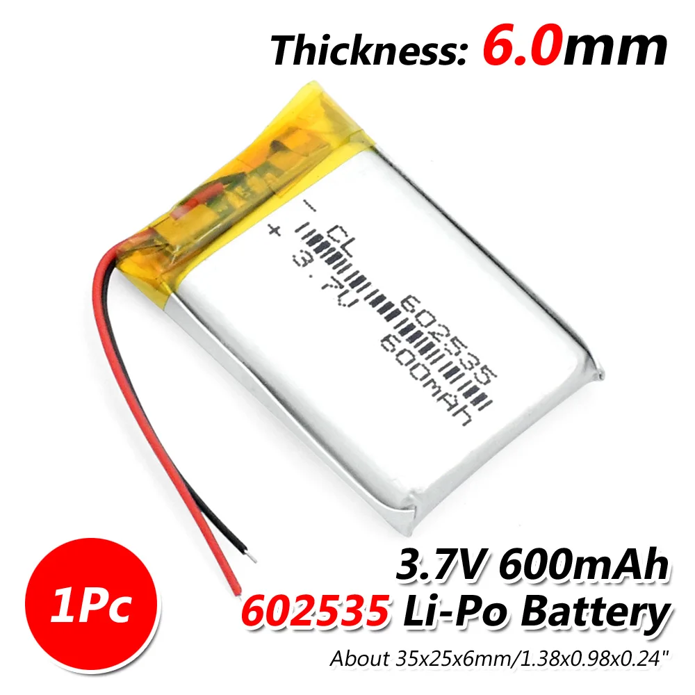602535 600mAh 1pcs Li-Po литий-ионный аккумулятор 3,7 V 600mAh 602535 Lipo ячеек для автомобиля dvr тахограф Bluetooth Литий-полимерный - Цвет: 602535 600mAh 1pcs